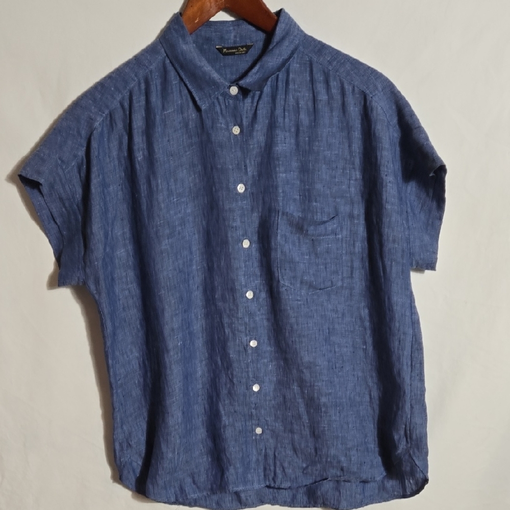 Massimo Dutti Blue Button Down Shirt